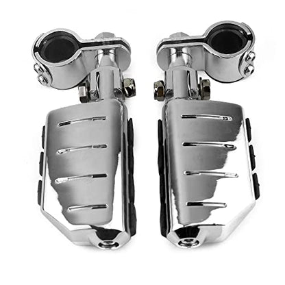 Motorcycle Universal Highway Pegs Foot Rests Fit Engine Guard Crash Bar 1-1/4" Or 1" Compatible with BMW Harley davidson Yamaha Honda - color: Style #2 Chrome