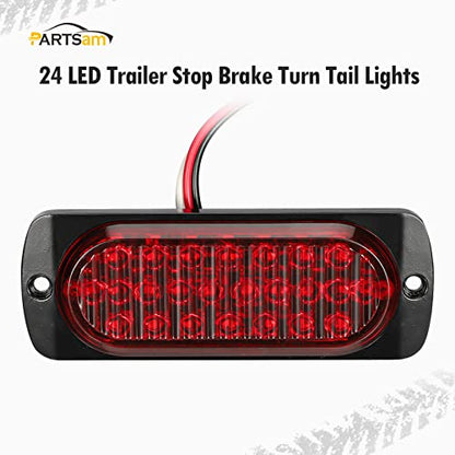 Partsam 2Pcs 4.4" Red 24 LED Trailer Side Marker Clearance Light, Aluminum Housing Stop/Brake/Turn Signal/Tail Lights for Trailer Truck Pickup RV Camper Van Bus, IP67 Waterproof, Surface Mount - color: Red