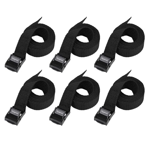 Ayaport Lashing Strap Tie Down Straps with Adjustable Cam Buckle Nylon Cinch Strap for Packing Cargo, Bike, Luggage Black 6 Pcs (Black, 0.75'' x 48”) - size: 0.75'' x 48"