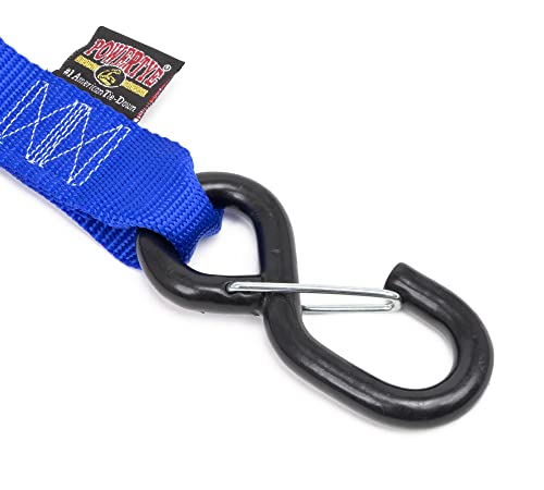 PowerTye 1.5in x 6ft Ergonomic Ratchet Tie-Down Kit w/Latching Hooks, Soft-Tyes, and Storage Bag - Made in USA - 1,000 lb. WLL / 3,000 lb. Breaking Strength - Blue (Kit) - color: Blue