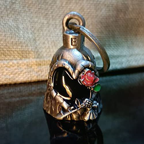 Dream Apparel Motorcycle Bell Guardian Angel Drive Away Gremlin, Biker Bell for Men Women Rider Riding, Good Luck Gift - color: Love & Red Rose