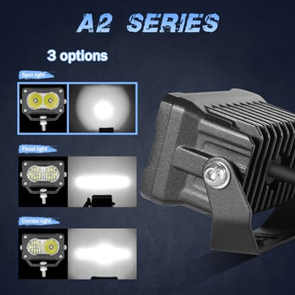 LED Pods, 2Pcs 40W 3 Inch Driving Lights Off Road Spot Lights Small LED Fog Light Pods Reverse Bumper Light for Truck Motorcycle UTV ATV Boat Surron - color: White Spot Lights