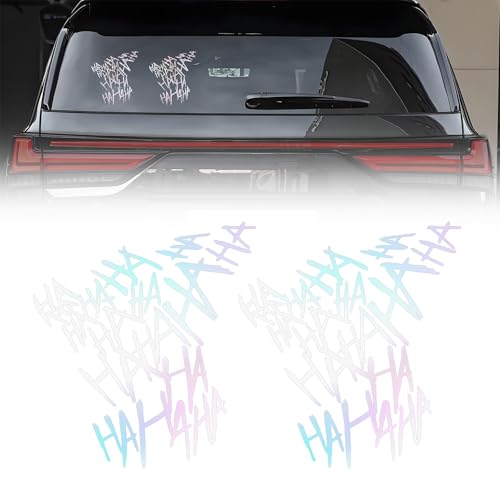 Hahaha Car Stickers Decals, Joker Haha Car Windshield Stickers, Funny Motorcycle Helmet Decal, Evil Auto Body Window Bumper Laptop Cooler Cup Decals Universal for Trucks Motorcycles (Laser) - color: Laser