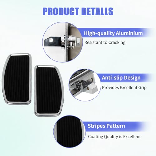 PSLER 2PCS Motorcycle Floorboards Adjustable Rear Passenger Foot Pegs, Compatible with Vstar Dragstar 400 650 V-Max XV125 XV250 VTX1800 VL400 VL800 C50, Chrome, Stripe Pattern - size: Stripe Pattern