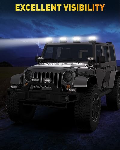 NAOEVO 7 Inch LED Light Bar, 480W 48,000LM LED Offroad Fog/Driving Lights with Spot Flood Combo Beam, Work for Truck Boat ATV UTV, 4 Pcs (White) - size: 4 Pcs