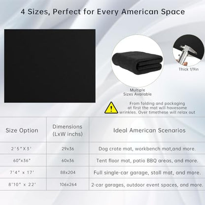 60"x36" Garage Floor Mat 2-Pack – Oil Absorbent & Leak-Proof PE Backing, Heavy Duty Protector for Cars Motorcycles SUVs, Trimmable Non-Slip Multi-Purpose Mat