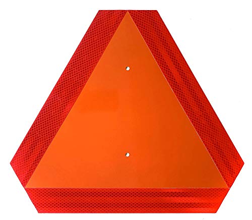 Slow Moving Vehicle Sign, Farm Triangle Safety Sign, Aluminum 14"x16" Engineering Grade Reflective for Golf Cart - style: 1-Pack Aluminum