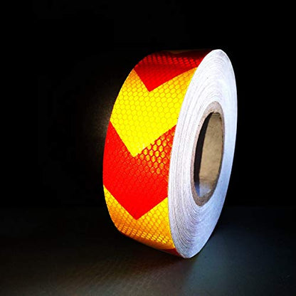 AISEY Reflective Tape Waterproof High Visibility Red & Yellow, Industrial Marking Tape Heavy Duty Hazard Caution Warning Safety Adhesive Tape Outdoor 2 Inch by 150 Feet - size: 2" X 150FT