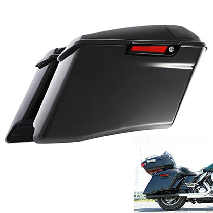 XFMT Motorcycle Saddlebags 4" Stretched Hard Saddle Bags Extended Saddlebags W/ 5"x7" For Harley Touring CVO Road King Street Glide Road Glide Electra Glide 2014-2024, Vivid Black Black Latches - color: 4" Stretched-Vivid Black W/ 5x7"Speaker Lids Black L