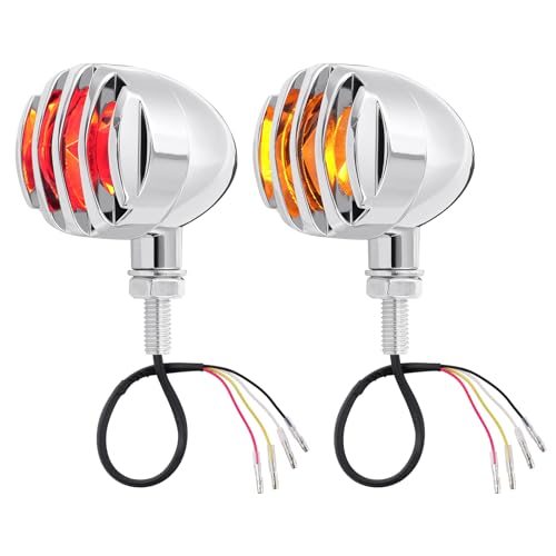 Benlari Motorcycle 48 LED Turn Signals Bullet Lights Motorcycle Rear Turn Signal Blinkers Fit for Honda Yamaha R3 Suzuki Kawasaki Harley (Chrome(Amber+Red)) - color: Chrome(Amber+Red)