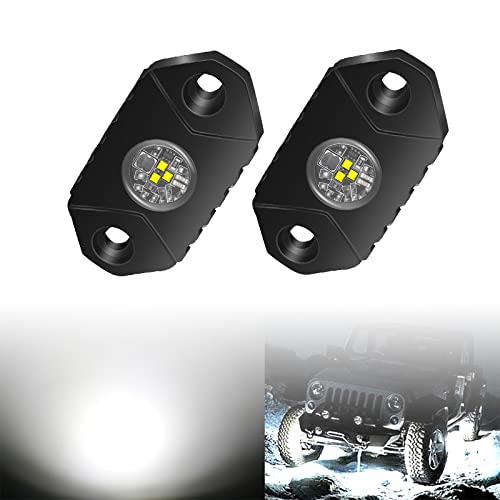 4WDKING White LED Rock Lights, 2 Pods IP68 Waterproof Underbody Glow Trail Rig Lamp LED Neon Lights for Truck Off Road Truck Car Boat ATV SUV Motorcycle - color: White, size: 2 Pods