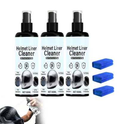 Helmet Liner Cleaner & Deodorizer Spray, Motorcycle Helmet Cleaning Kit, Motorcycle Helmet Liner Care Kit (3PCS) - color: 3PCS