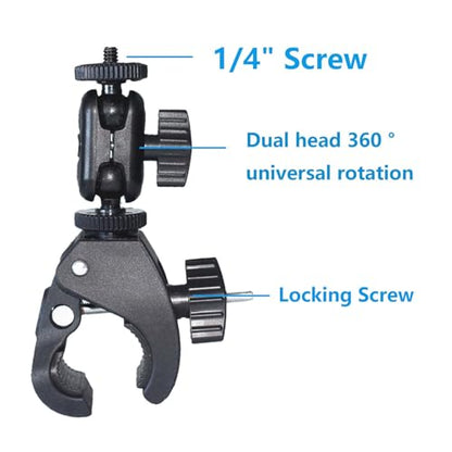 Bike Handlebar Camera Mount with 1/4" Screw Camera Clamp,Adapter for Gopro for Hero for DJI Osmo for Insta360 X5 X4 X3 X2 Motorcycle Bicycle Action Cam Dash GPS Field Monitor Lights