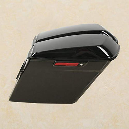 XMT-MOTO 5 inch Extended Stretched Hard Saddlebags w/Latch Keys Fit for Harley Touring Models FLT FLHT FLHTCU FLHRC Road King Road Glide Street Glide Electra Glide Ultra-Classic 2014-LATER - color: Gloss Black/black Latches, size: Stretched