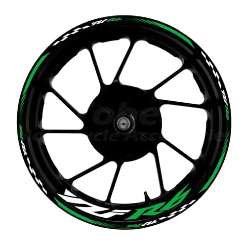 Awonderful 17"Wheel Rim Stickers For Yamaha YZF R6 1998-2016,Green | Reflective Vinyl Wheel Stripe Kit. Waterproof, Self-Adhesive Decals, Decorate Motorcycle Wheel Rims, Easy to Paste - color: Green