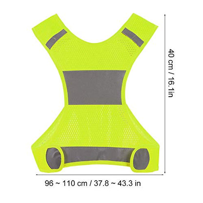 Joyzan Reflective Running Vest, Safety High Visibility Night Cycling Bands Gear Inside Pocket Chest Walking Bicycle Jogging Workout Biking Nighttime Motorcycle Runner Women Men Fluorescent Yellow