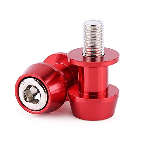Aramox Swing Arm Stand Screw, 10mm Motorcycle CNC Aluminum Alloy Spool Sliders, Red Protective Bobbins for Lightweight Support - color: Red, size: 10MM