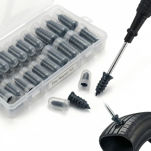 Screw in Tire Plugs, Emergency Tire Repair Screws for Tubeless Tires, Quick Fix Leak Sealing Kit for Cars, Motorcycles & Bikes