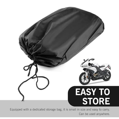 1 PC 190 T Car Cover, 104.33" x 49.21" x 41.33" Indoor and Outdoor Rain Cover with Wind Buckle, Motorcycle Body Dust Cover with Locking Hole, Universal for Most Motorcycles (Black & Silver)