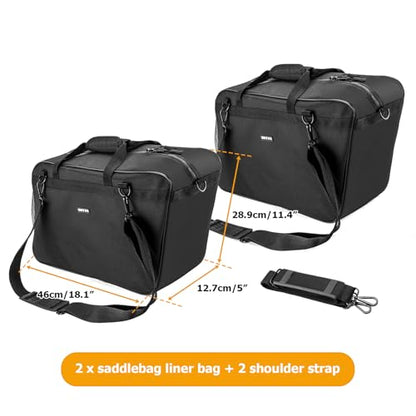 Mofun Motorcycle Saddlebag Liner Bags with Tool Pockets Hard Saddle Bags Insert Compatible With Harley Touring Street Glide Electra Road Glide Road King 1993-2025, 1 Pair Black - style: All Black