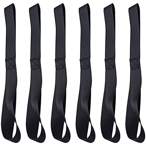 Black Soft Loop Tie Down Straps (6 Pack) 4500Lbs Breaking Strength and 1500Lbs Load Capacity, 12 * 1in Heavy Duty Tie Down Loops for Securing ATV UTV Motorcycles Scooters Dirt Bikes Lawn Equipment