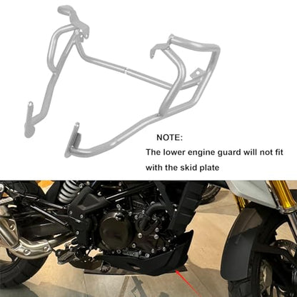 CHIFUN Engine Guard Upper Lower Highway Crash Bars Compatible with BMW G310GS G 310GS 2022 2023 Silver Steel Motorcycle Frame Protection Bars - color: Silver