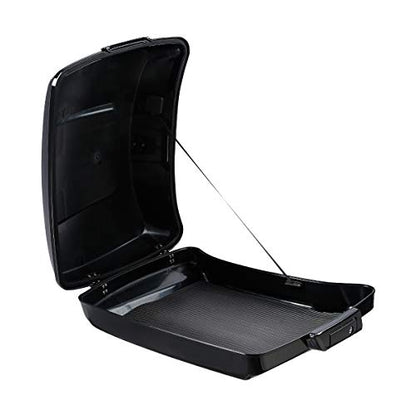 XFMT Motorcycle 5.5" Vivid Black Razor Trunk Luggage Black Latches W/Passenger Backrest Pad For Harley Touring Road King Street Glide Road Glide Electra Glide Ultra Classic 2014-Later - color: Vivid Black W/ Black Latches Set 1