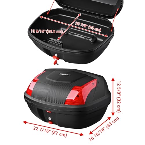 Motorcycle Trunk Motorcycle Top Case Tour Tail Box Lockable Storage Carrier Case for Helmet Luggage Black (48L) - size: 48L