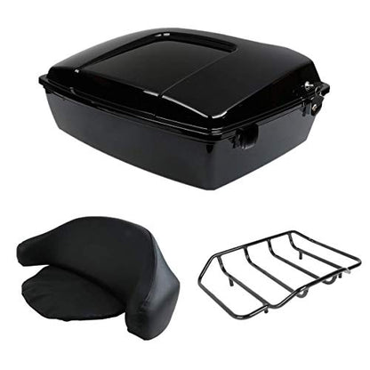 TCMT 10.7" Chopped Trunk Set Fit For Harley Touring 1997-2013 Road King Road Glide Street Glide Electra Glide Pack - color: Chopped Black Lacthes