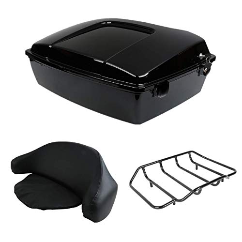 TCMT 10.7" Chopped Trunk Set Fit For Harley Touring 1997-2013 Road King Road Glide Street Glide Electra Glide Pack - color: Chopped Black Lacthes