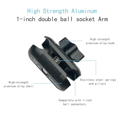 Double Socket Arm Compatible with RAM Mounts B Size 1" Ball Components for Bike/Motorcycle/ATV Phone Mount, Black (Black Short Arm) - size: Short Arm-Black