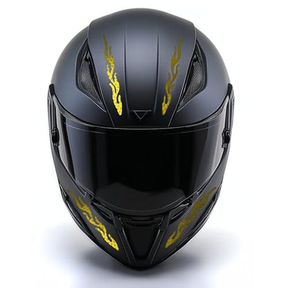 customTAYLOR33 High-Intensity Grade Premium Reflective Tribal Flame Helmet Decals, Motorcycle Safety Sticker Decals (Yellow/Gold) - color: Yellow/Gold