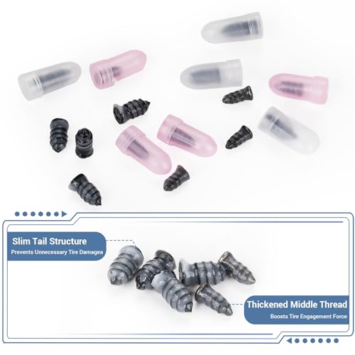 60 Pcs Tire Repair Screws with Screwdriver, Screw in Tire Plugs, Tire Patch Kit, Self-Service Rubber Nail Kit for Vacuum Tires of Cars, Motorcycles