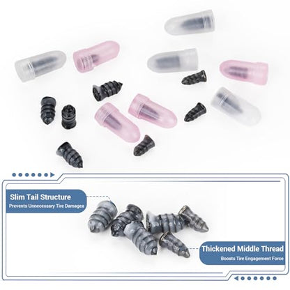 60 Pcs Tire Repair Screws with Screwdriver, Screw in Tire Plugs, Tire Patch Kit, Self-Service Rubber Nail Kit for Vacuum Tires of Cars, Motorcycles