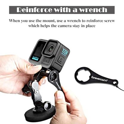 Forevercam Sturdiness Aluminum 360 Degree Rotation Camera Mount for Gopro Hero 13 12 11 10 9 8 DJI Osmo Insta360 AKASO and Other Action Camera Lock Any Direction Extension Mount Bike Handlebar