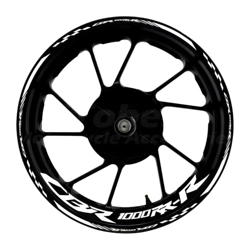 CBR 17 inch Wheel Rim Stickers Decals Tape Compatible with CBR1000RR-R 2004-2025 Motorcycle Reflective Rim Tapes Sticker Stripe (White) - color: White