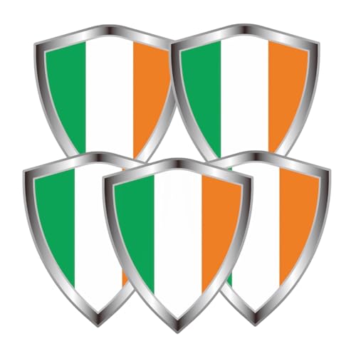 Ireland Flag Decal Sticker - Irish Flags Shield Shape Reflective Vinyl Car Stickers - for Car Window Bumper Laptop Waterproof Sticker (5Pcs) - color: Ireland