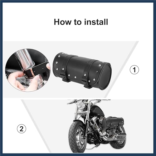 Universal Motorcycle Fork Handlebar Tool Bag Cycling Storage Pouch Bag Waterproof Faux Leather Black Stylish Design
