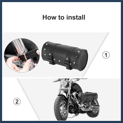 Universal Motorcycle Fork Handlebar Tool Bag Cycling Storage Pouch Bag Waterproof Faux Leather Black Stylish Design