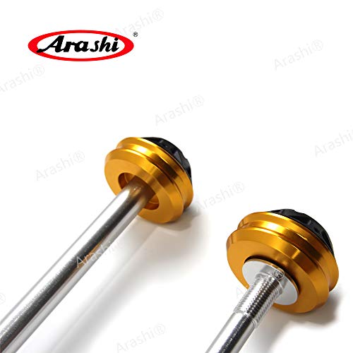 Arashi Axle Sliders Wheel Protectors Front and Rear Fork for Yamaha YZF R1 2009-2014, Motorcycle Accessories Parts Gold