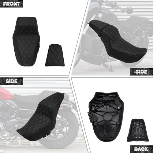 Motorcycle Driver Passenger Seat Two-up Seat Fit For Harley Nightster RH975 Nighster Special RH975S 2022-up (Black Stitching) - color: Black Stitching