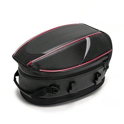 Motorcycle Tail Bag for Suzuki GSXR GSX R 600 750 1000 R/X GSX R1000, Large Capacity Water-Resistant Wear-Resistant Motorcycle Helmet Bag, Expandable Rear Seat Storage Luggage Backpack - color: A Red Black