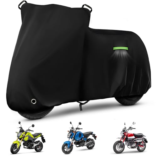 Motorcycle Cover Waterproof for Honda Grom MSX125/Navi/Monkey/2022 Benelli 135/2023 Grom, Heavy Duty Outdoor Sun UV Rain Dust All Weather Protection Motorbike Cover with Soft Cotton Lining & Lock Hole - size: Grom/Monkey