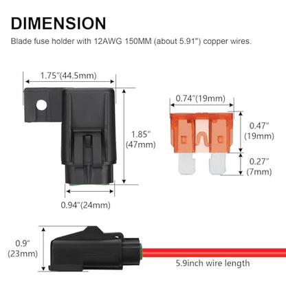 2 Pack Inline Fuse Holder 12V Waterproof, 4mm² Pre-Wired Kit, with 20 Amp 30 Amp 40 Amp ATC/ATO Blade Fuses, Heavy Duty Inline Fuse Holder for Marine Automotive Vehicle (2)