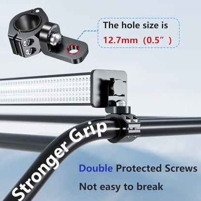 LOKTENWO 2PCS 360°Adjustable ATV Whip Light Mount, Heavy Duty CNC Light Bar Mounting Bracket for Motorcycle Golf Cart Universal 0.875''/1''/1.125''/1.26” Roll Cage