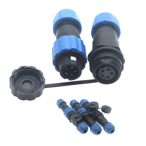 SD13 IP68 1-7 PIN Waterproof Power Connector, High Voltage Circular Industrial Electrical Cable Wire Connector Plug, Rear Nut Panel Socket (3, Inline Male Plug, 5pin) - color: Inline male plug, size: 5pin