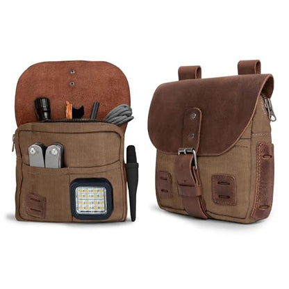 Hide & Drink, Survival Camping Pouch, Belt Loop, Rustic and Handy Tool Bag, Weather Resistant Outdoor Accessories, Traveling Essentials, Waxed Canvas, Handmade - color: Fatigue
