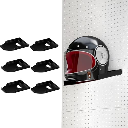 Motorcycle Helmet Holder Pegboard Display Stand-Helmet Hanger Wall Mount Double Sided Garage Pegboard Organizer with 30 Hooks for Motorcycle Bike,Football,Bicycle Helmet,Hat,Cap(with 6PCS Helmet Rack) - size: Pegboard Shelf + 9*Helmet Holder