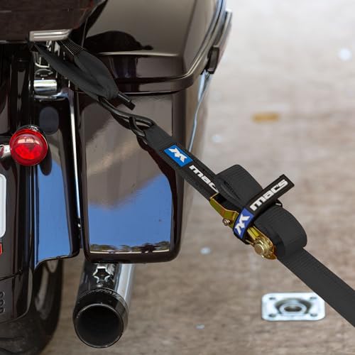 2" x 6' ATV & Motorcycle Ratchet Strap Pack - 4 Tie-Down S-Hook Straps, Soft Loops, Strap Bands & Duffle Bag - 3,335 lb. WLL - Black - color: black