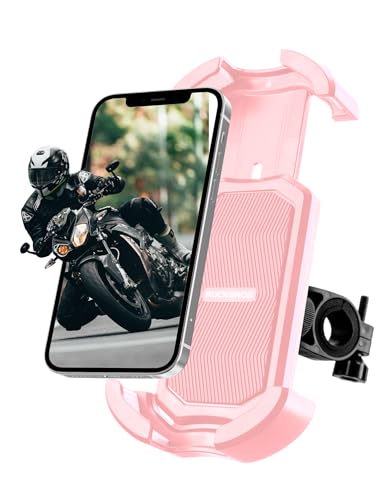 ROCKBROS Bike Phone Holder - Motorcycle & Scooter Mount, Adjustable, Shockproof, Security Lock, 4.7'-6.8' Phones - color: Handlebar Mount Pink